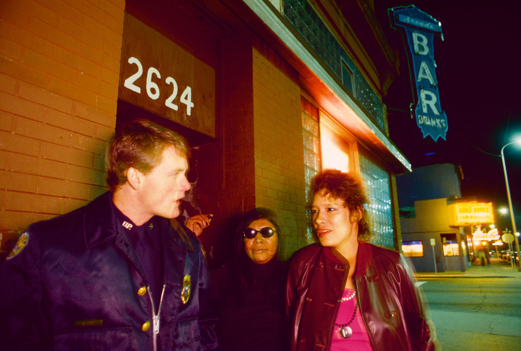 Billings police officer at Arcade Bar, 1987